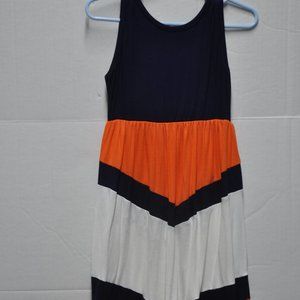 Toddler Girl's Navy Orange Maxi Dress Chevron 2T